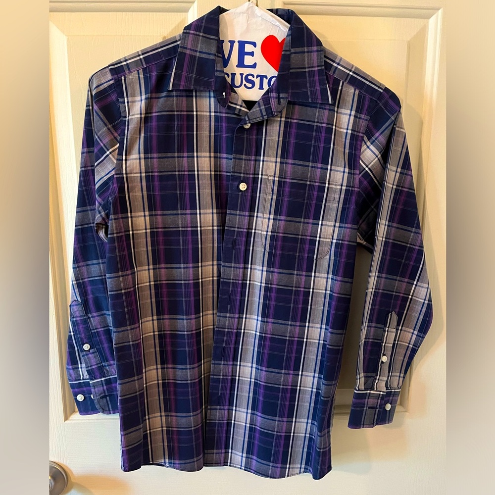 Nordstrom’s Boys, long sleeve button up plaid dress shirt